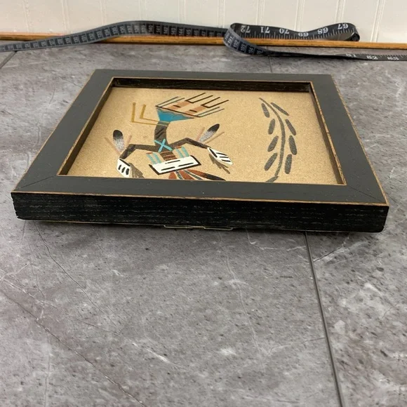 Navajo Sand Painting Native American Art Picture Cultural Spiritual 9.5” X 9.5” - Picture 5 of 9